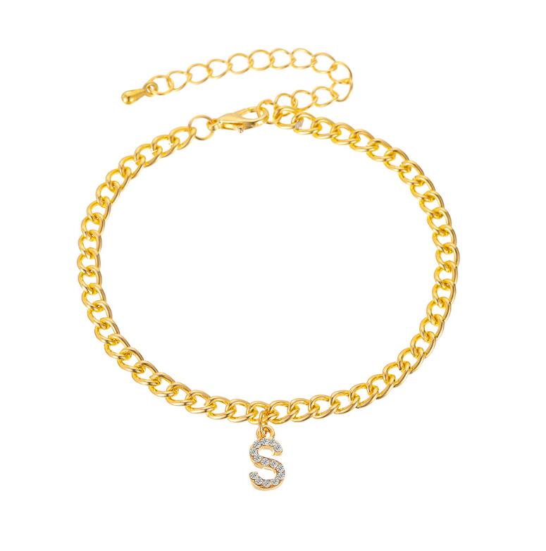 Alfabet Been Armbanden Enkelbanden Voor Vrouwen Foot Gouden Ketting Sieraden Lichtmetalen Gouden Ketting Voeten Ketting Sieraden Beginletter Enkelband: 4