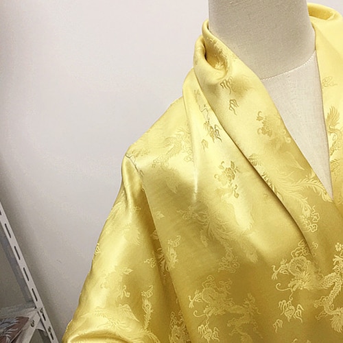 Jacquard gyldne drage og phoenix ren silkestof, sff 136