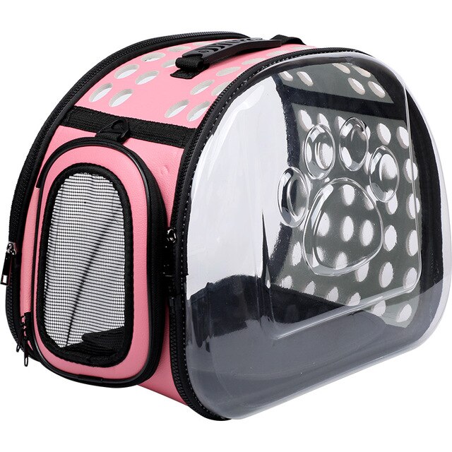 Mochila para perro y gato, bolsa de viaje para gato, bandolera doble espacio, bolsas de capsula, Gato, bolso de transporte transpirable: Pink / 35x20x22cm