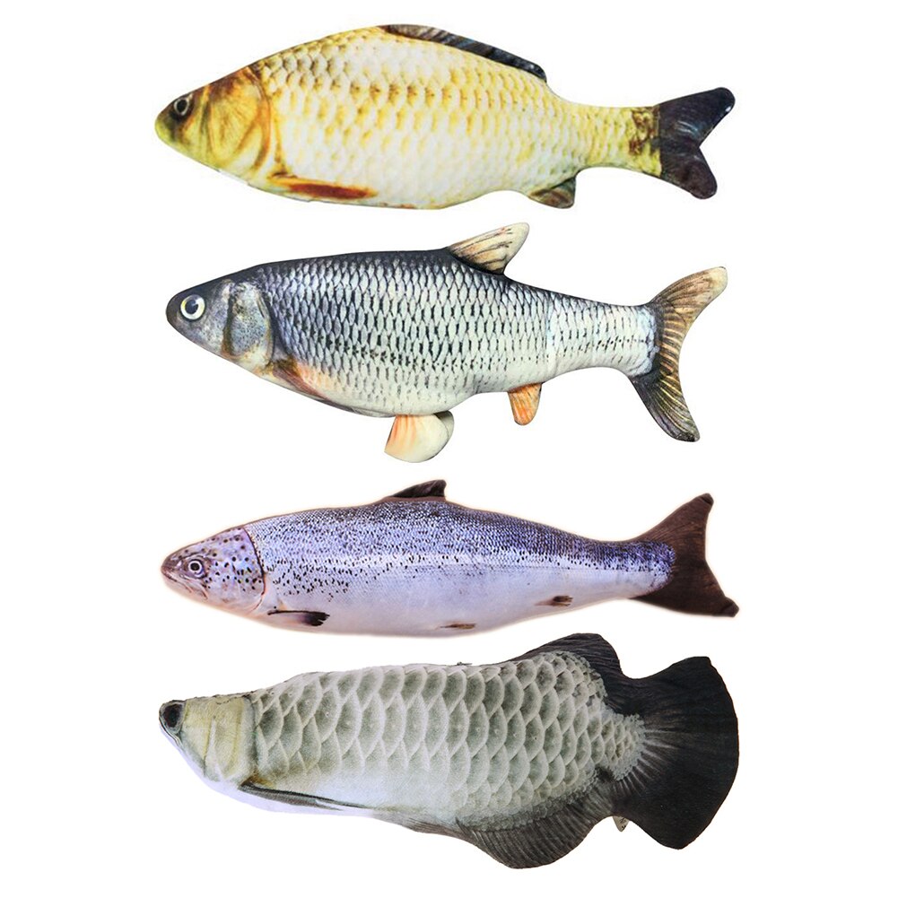 30cm Funny Pet Electric Toys USB Rechargeable 3D Simulation Fish Moving Tail Cat Playing Toy Vibration Fish Chewing Cat Toys
