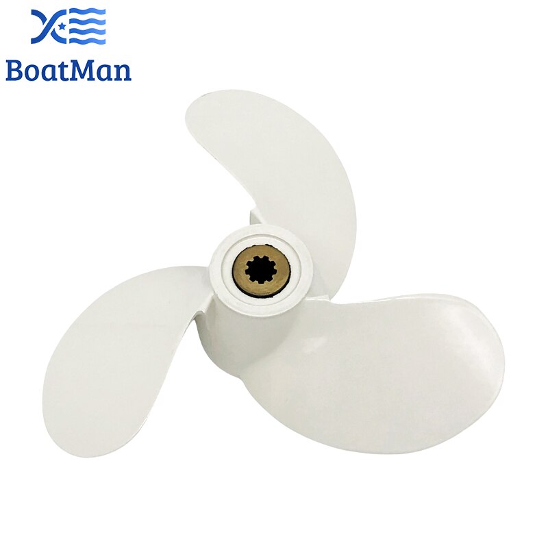 Hélice de bateau pour Yamaha 2.5 HP moteur hors-bord 7 1/4x6 en aluminium 9 cannelures, pièce de moteur marin