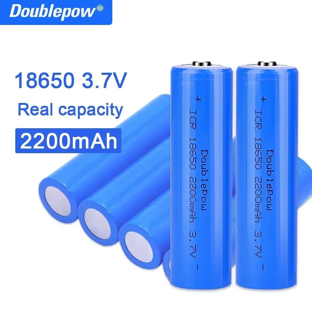 True capacity 100% original Doublepow 18650 battery 3.7v 2200mah 18650 rechargeable lithium battery for flashlight batteries
