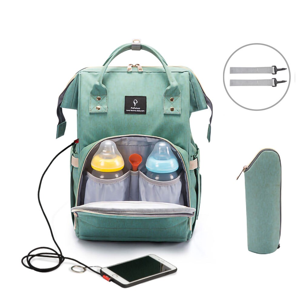 Barsel bleetaske med usb-interface stor kapacitet vandtæt bleetaske kits rygsæk barsel ammende baby taske
