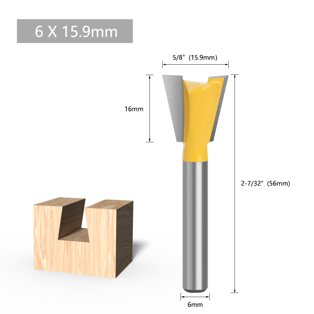 LAVIE 1pcs 6mm 1/4 Shank Dovetail Joint Router Bit Set 14 Degree Woodworking Engraving Bit Milling Cutter For Wood C06026 C07: 33mm