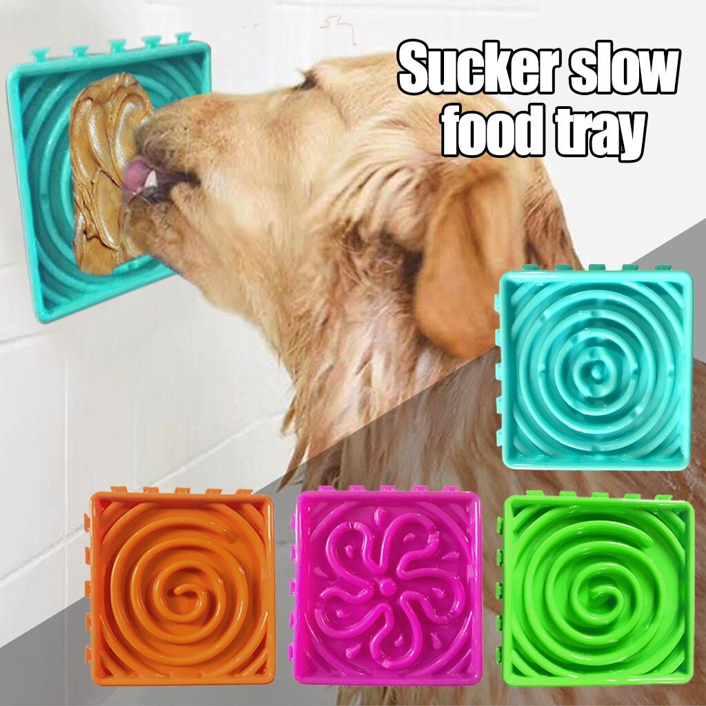 Pet dinner plate Dog Licking Food Plate Slow Food Anti-Choke with 4 suction cups Distracting 15X15X2cm improve digestion#7.3