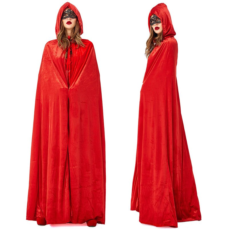 Halloween cosplay kostuum volwassen mannen en vrouwen mantel heks zwart rood death mantel vampier magic mantel: red