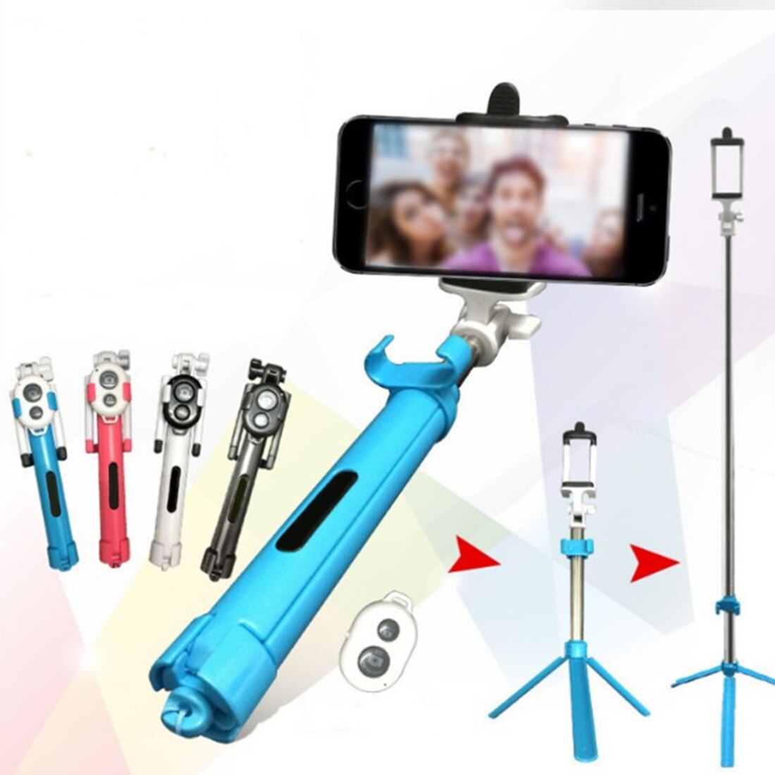 Etmakit Top Extendable Handheld Selfie Stick with Tripod Function Bluetooth Remote Shoot support for iphone and andriod