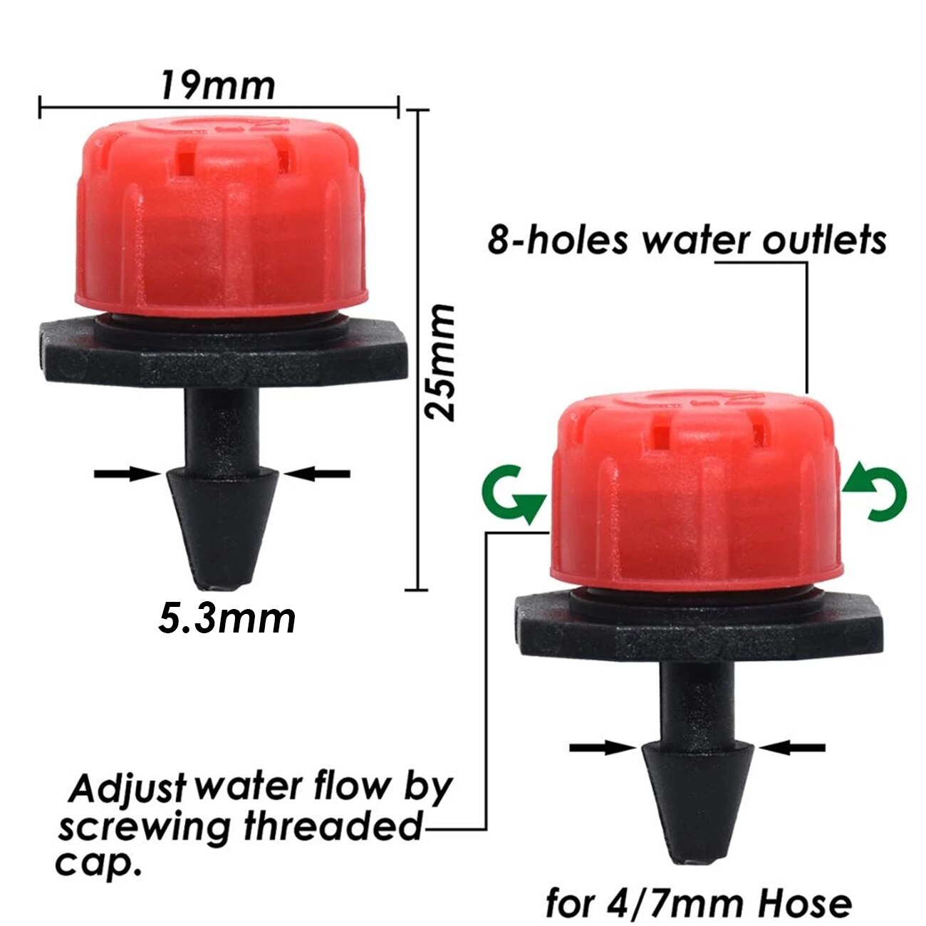 KESLA 50 sztuk regulowane kroplówki 50 sztuk 4/7MM kolec trójnik złącza z mikrootworami nawadniania emiter anty-zatykanie dla 1/4 ''wąż