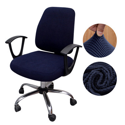 2 pièces/ensemble haute élastique Plaid velours chaise de bureau couvre épaissir ordinateur Spandex fendu housse de siège fauteuil couverture Textile de maison: Bleu marine