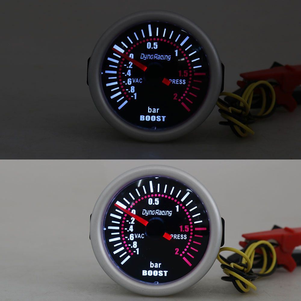 Dynoracing 2 &quot;52mm Smoke lens turbodrukmeter bar psi Vacuüm Water temp Olie temp Olie druk Voltmeter Brandstof niveau Toerenteller rpm gauge