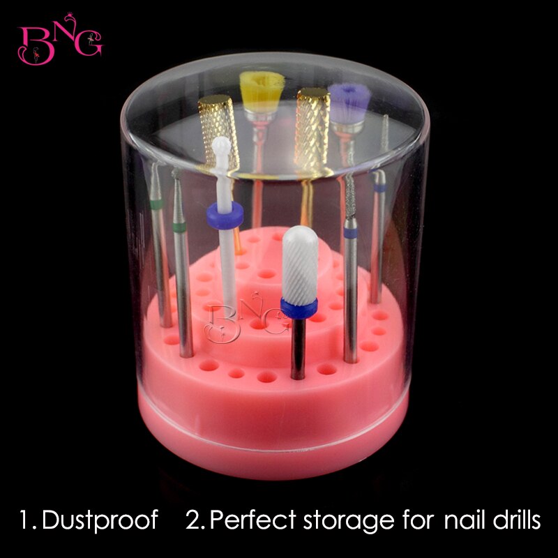 Bng 48 Gaten Nail Art Boren Lege Storage Box Holder Stand Weergave Container Manicure Accessoires Acryl Cover Gereedschap