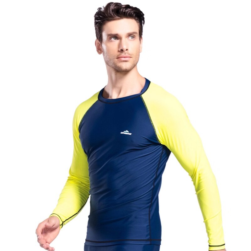 Long Sleeve Lycra Surfing Diving Swimming Rashguard Tops Ma;e Quick Dry Sun Protection Nylon Beach RashgGuard Shirts