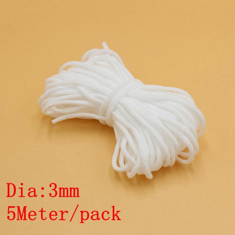 Banda elástica para mascarilla, banda de goma para colgar en la oreja, accesorios DIY, 3/5mm, 5/10/30m/paquete: 3mm 5 Meter