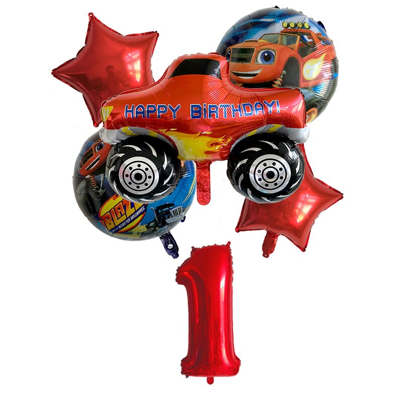 6Pcs Blaze En De Machines Folie Ballon Gelukkige Verjaardag Partij Decoratie Bal Jongen Tank Bus Fire Car ballonnen