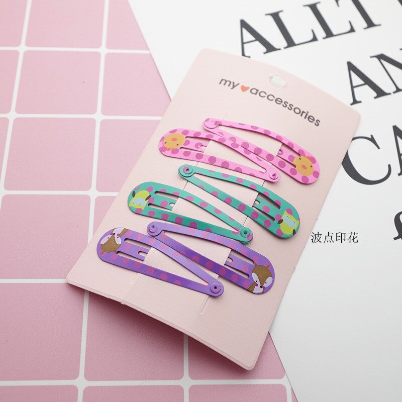 6PCS Neue Nette Cartoon Metall Druck Farbe Tier Baby BB Clips Kinder Headwear Kinder Zubehör Mädchen Haarnadeln Haar Clip: 1