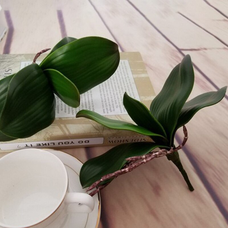 1pc ægte berøring phalaenopsis blad kunstige planter blad dekorative blomster hjælpemateriale blomst dekoration orkidé blade: Lille