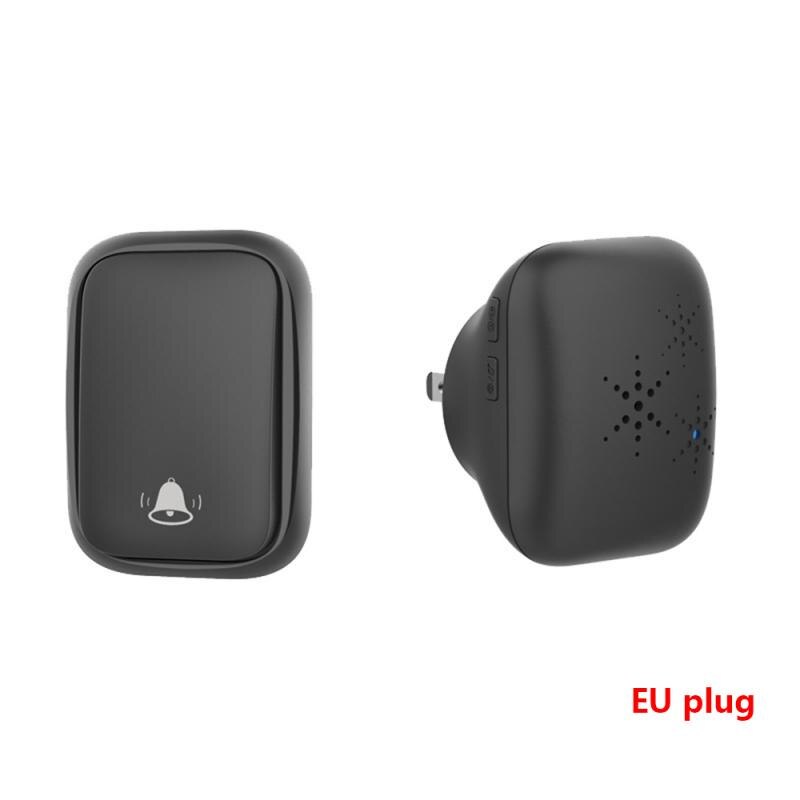 Wireless Battery-free Doorbell 433Mhz Home Welcome Smart Door Bell 150M Long Wireless Distance 32 Songs Home Welcome Door Chimes: Black EU
