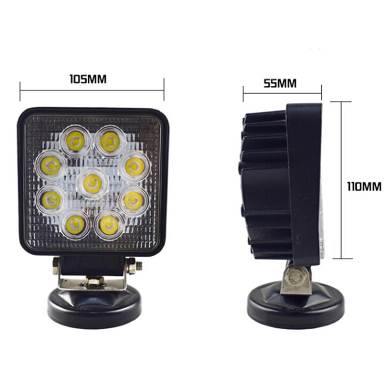 4 pouces 27W 6000K 12V LED lumière de travail Spot LED ronde lumière tout-terrain lampe Worklight pour hors route moto voiture camion bateau