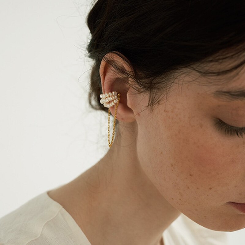 AOMU Catena Della Perla dell'annata Magnete Osso Orecchio Dei Monili Della clip dell'orecchino per Le Donne Del Regalo Del Partito no piercing