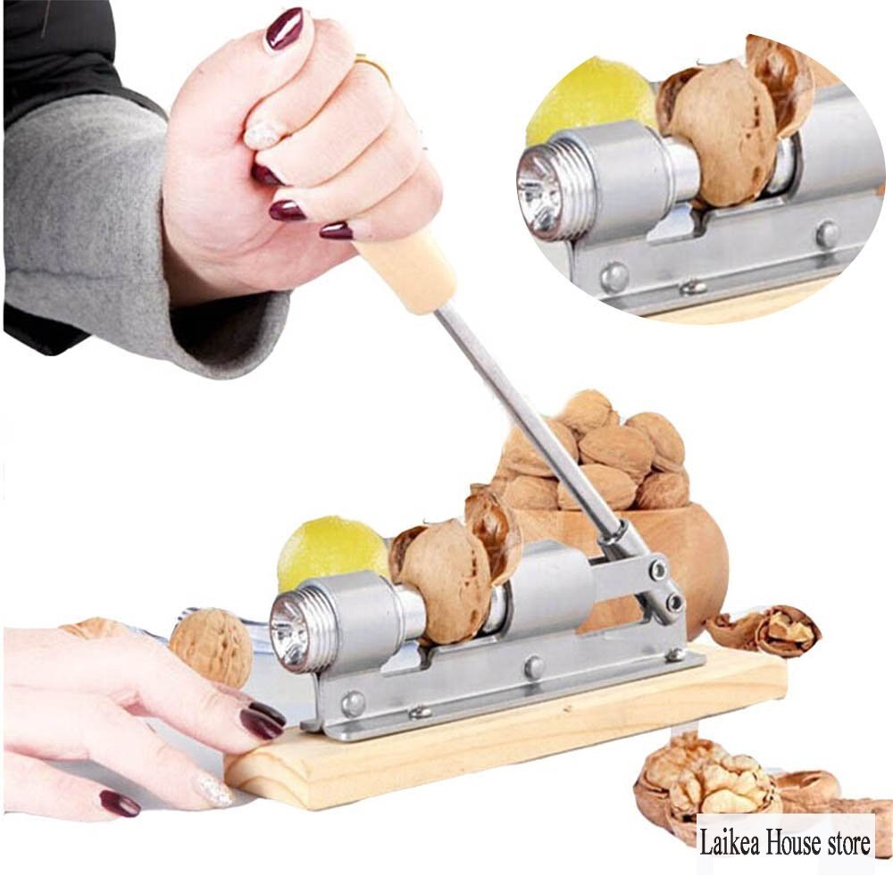 Hand Pressed Mechanical Walnut Clip Metal Nut Shell Breaker Nutcracker Wooden Handle Walnut Clip Kitchen Labor Saving Tools