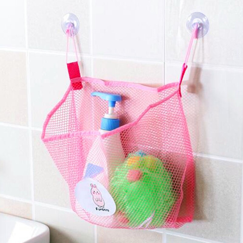 25x25cm Baby Kids Bath Time Tidy Storage Toy Suction Cup Bag Mesh Bathroom Organiser Net toiletries washcloth cleaning balls