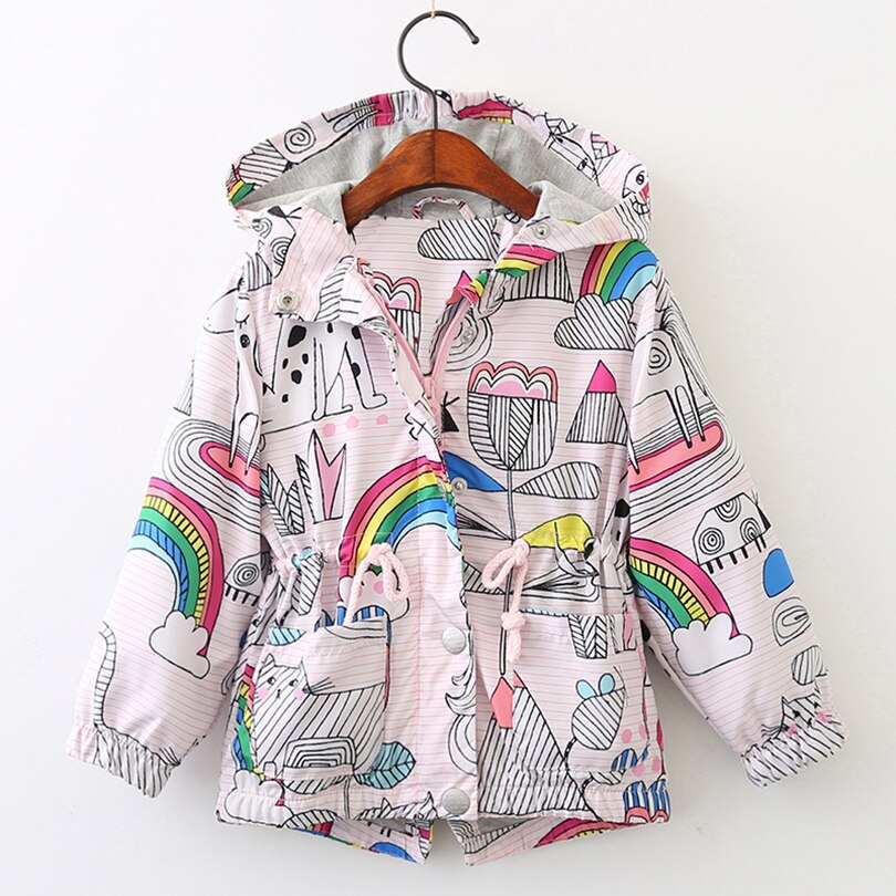 Mayfair Cabin Coats and Jackets Kids Girls Clothes Cartoon Print Outerwear Hooded For 3-7Y spring Autumn Brand Children: AZ1062 / 4T