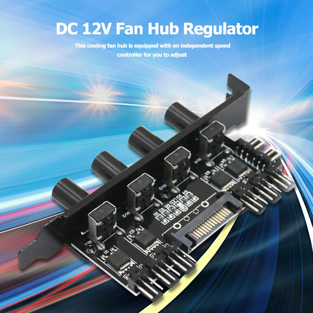 Computer Case Fan Hub Regulator DC 12V 8 Way 4 Knob SATA/3Pin Speed Controller Fan Control Cooling Fan hub