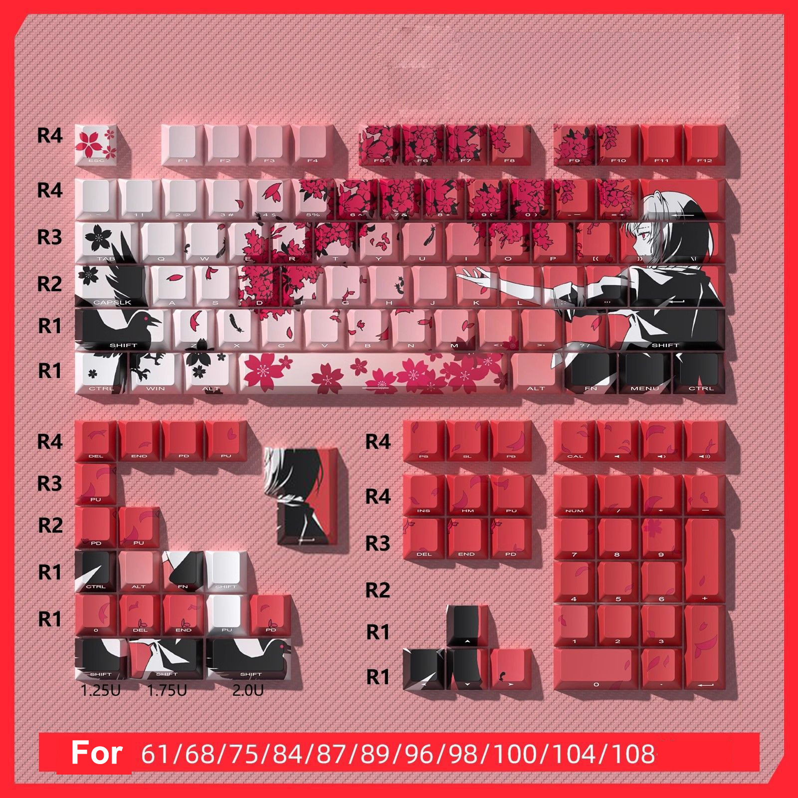 127 teclas que brilla a través de flor de ciruelo perfil de cereza Keycap PBT Keycap Dye-Sub Cherry MX interruptores para teclado mecánico de jugador: Cian