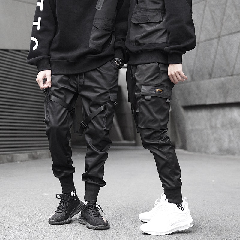 Herre sort lomme cargo bukser harem joggers harajuku sweatpants hip hop bukser streetwear sweatpants bukser herre