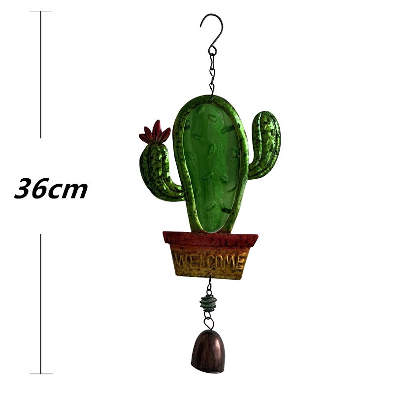 Hjem kaktus vægophæng klokke metal have hjem heldig symbol udendørs ornament håndværk væg plante vindspil ler dekoration