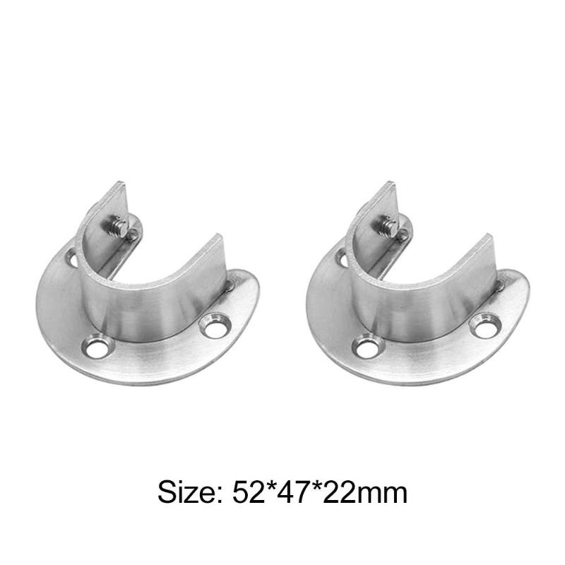 U-Shaped Closet Rod End Support Stainless Steel Wardrobe Rail Pole Socket