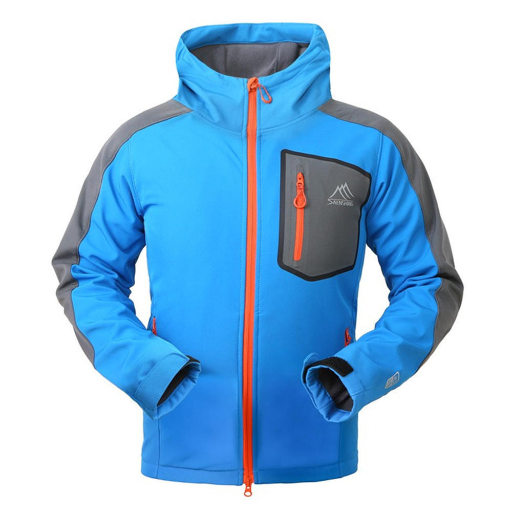 SAENSHING regenjacke herren softshell-jacke Männer Wasserdichte Jacke Wandern Vlies Regen Mantel Angeln Windjacke draussen Camping Wandern Weiche Hülse: Blau / S
