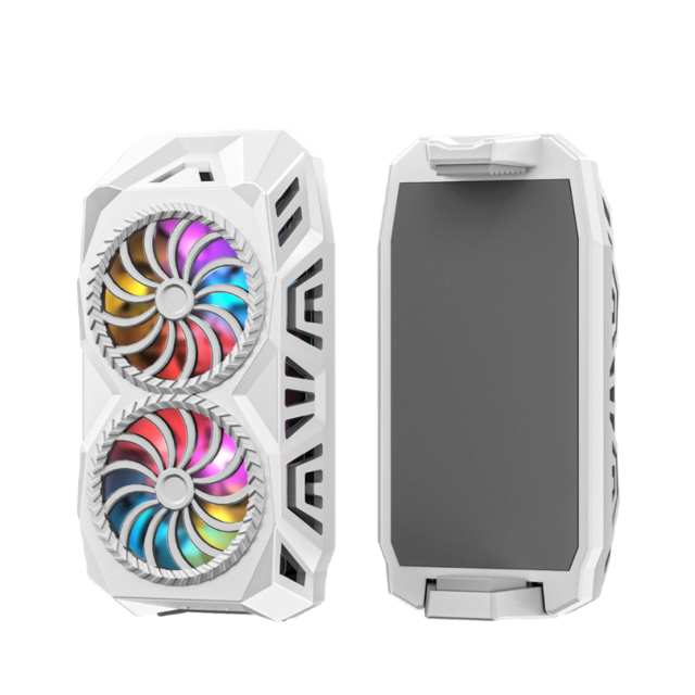 Universal Handy Kühlung Kühlkörper Lüfter Mit RGB Hintergrundbeleuchtung Für iPhone 12 11 Pro XS MAX XR 8 7 Huawei Samsung galaxy S20 S10 S9 S8 Note10 Note20 Note9 Xiaomi: White