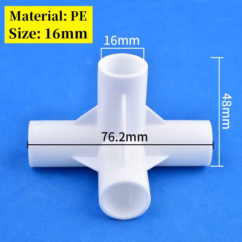 2/5/10Pcs 16mm White Straight Tee Elbow Connector 90 120 135 Degree Three-Dimensional 3-way 4-way Joint DIY Tent Fixed Fittings: Blue / 1''