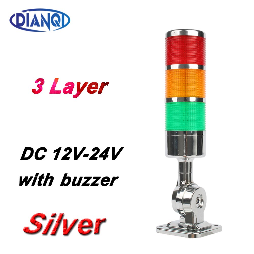 Voyant d'avertissement industriel à 3 couches pour machine CNC, DC 24V 12V AC220V 110V, lumière clignotante constante, lumière rotative à 180 piles: Bleu