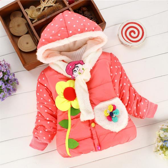 Billigste 0-24 måneders babypiges vintersnetøj med solsikke, søde hættetrøjer  as00020