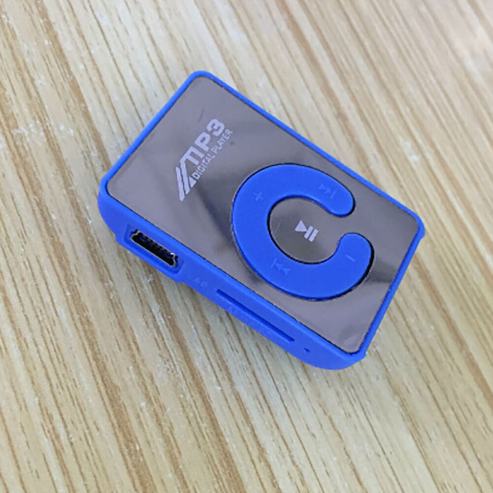 Mirror USB metal mini Clip mp3 Player 8 GB sport portable Music digital TF/SD Card Slot player mp 3 player card: Blue