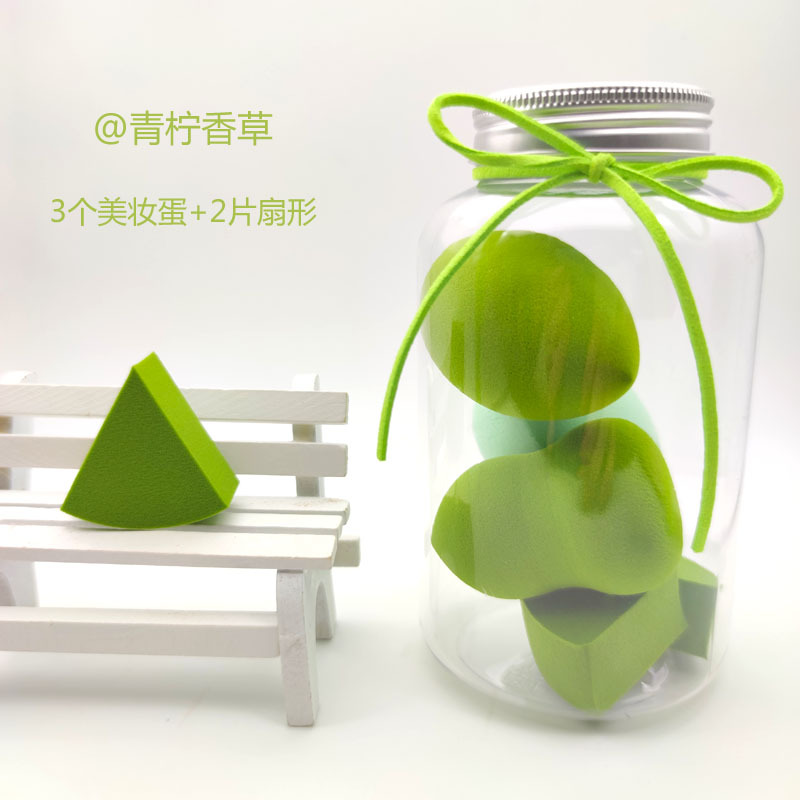 5/7Pcs Beauty Egg Set Gourd Water Puff Makeup Puff Set Colorful Cushion Cosmestic Sponge Egg Tool Wet and Dry Use Makeup: 5 pcs Green 2