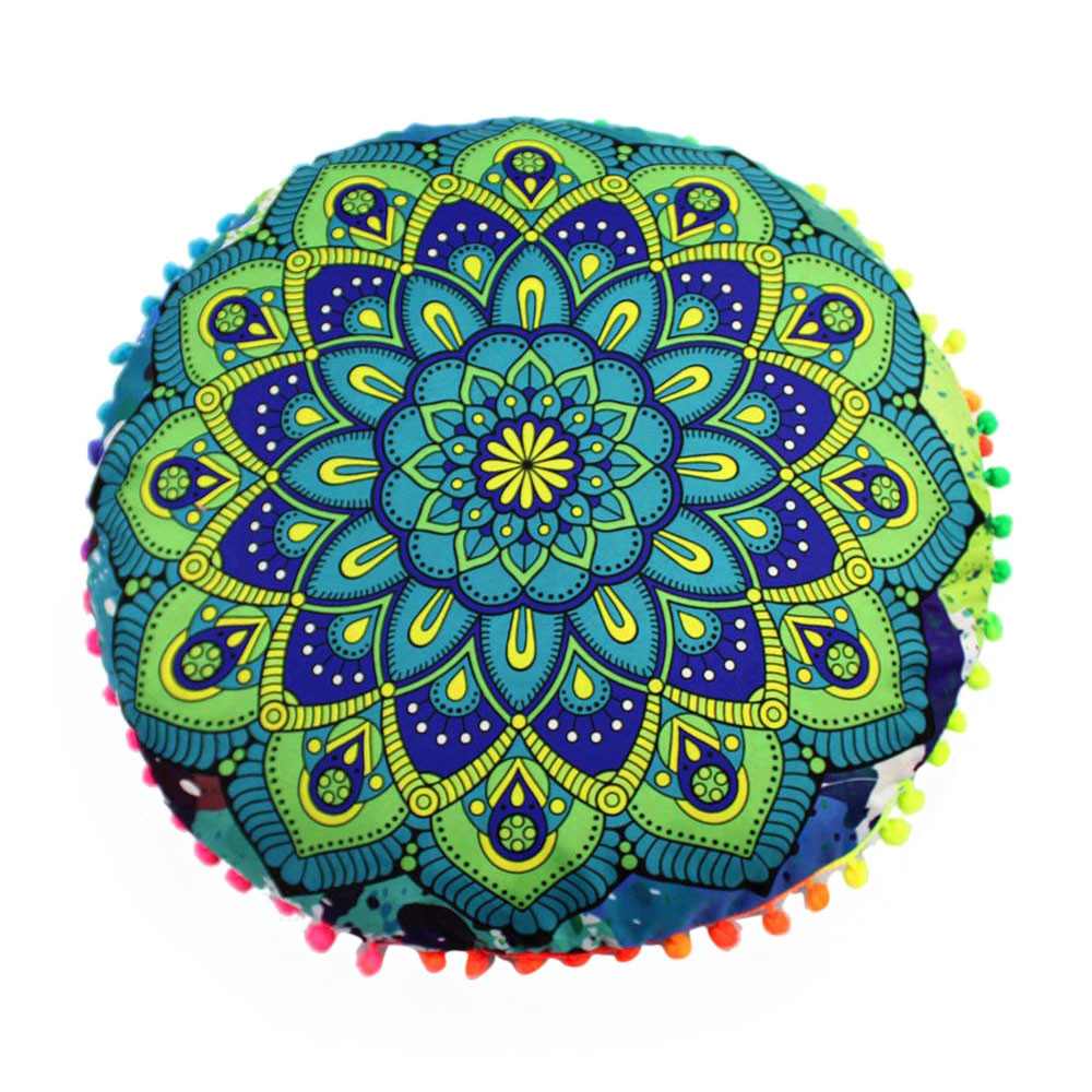 43*43cm indiska mandala golvkuddar runda bohemiska kuddar kuddar fodral textil kudde 3: F