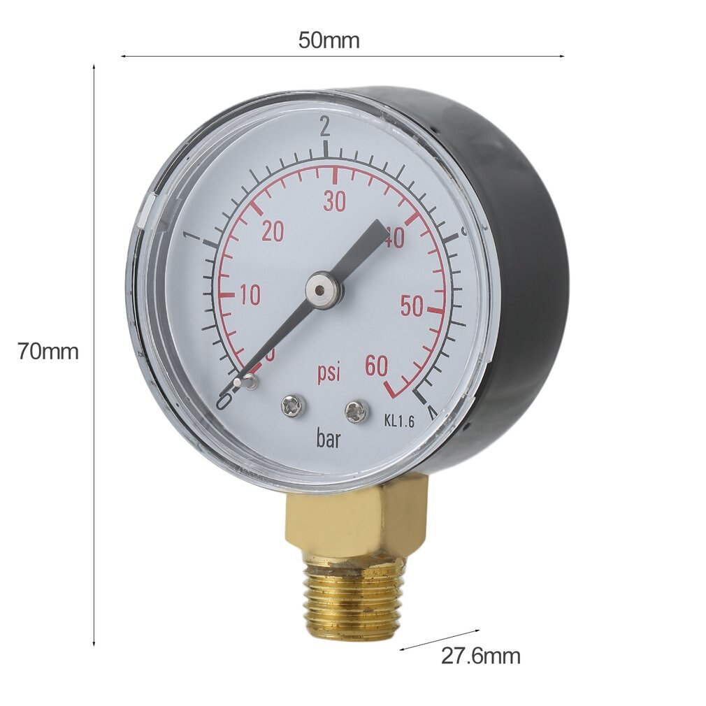 2022 Pool Spa Filter Water Pressure Gauge Mini 0-60 PSI 0-4 Bar Side Mount 1/4 Inch Pipe Thread NPT TS-50