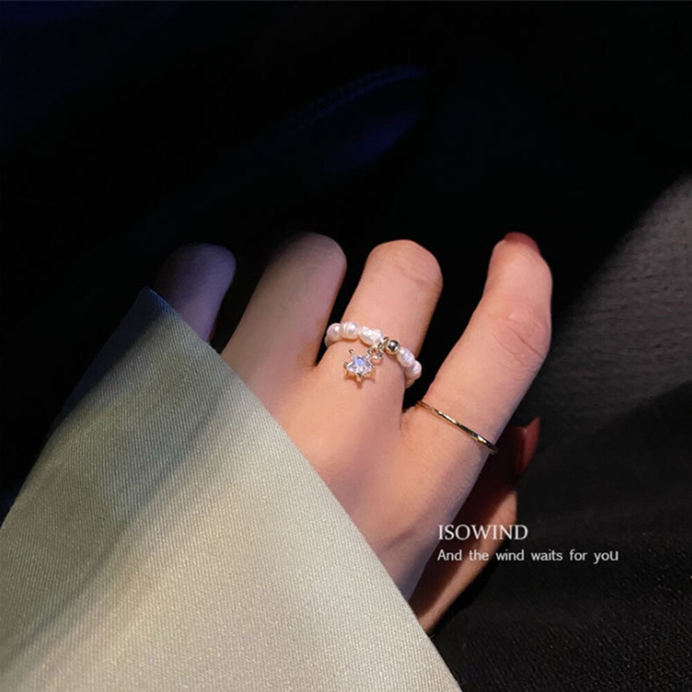 1Pc Natürliche Süßwasser Perle Finger Ring Minimalistischen Party Schmuck Kreis minimalistisch Party Quaste Ring Neue
