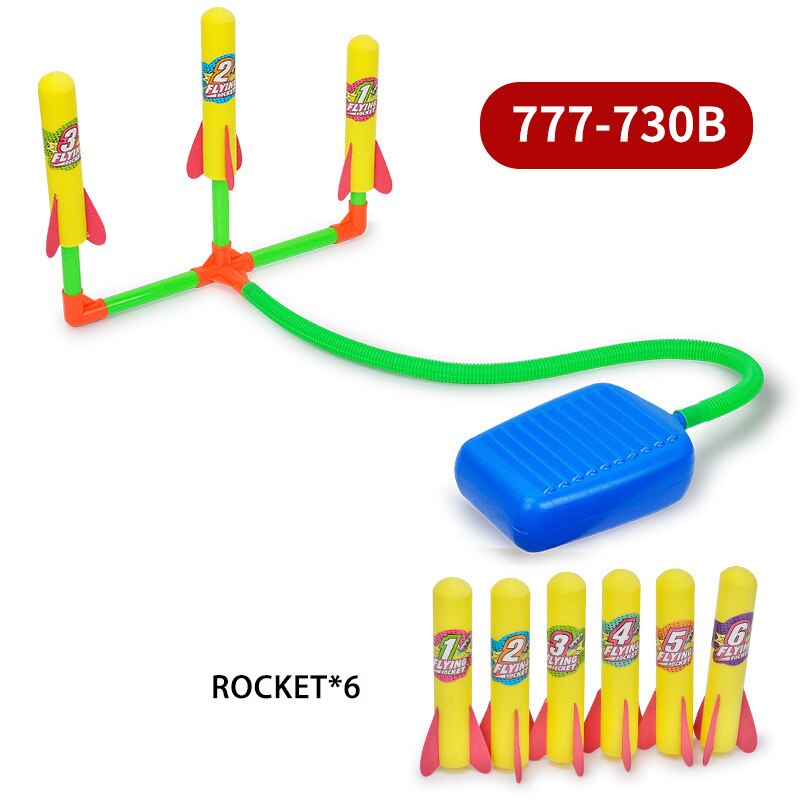 Children&#39;s Rocket Launcher Pneumatic Pedal Launch Rocket ToyOutdoor Flash Light Interactive Toy Birthday GiftChildren Sports Toy: six yellow