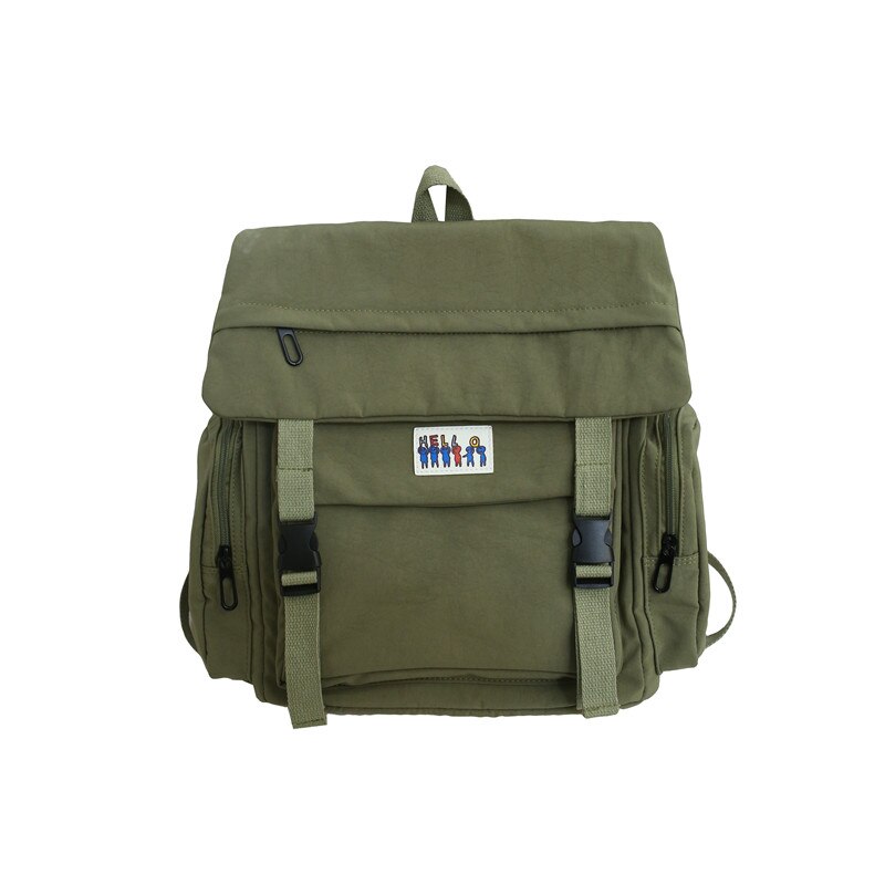 Vrouwen Rugzak College School Bagpack Trend Vrouwelijke Rugzak Mode Harajuku Reizen Schoudertassen Voor Tienermeisjes Mochila: Army Green / No Keychain