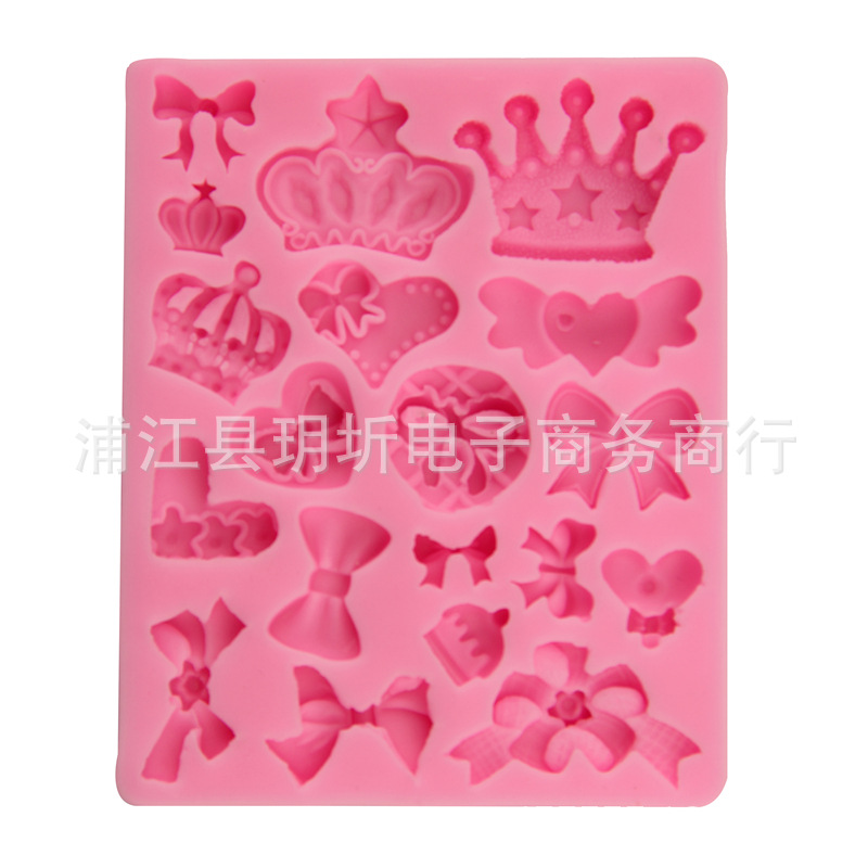 Prinsesse krone sløjfe silikone chokolade fondant kage silikone form gør det selv køkken bage dekoration værktøj gips lim værktøj