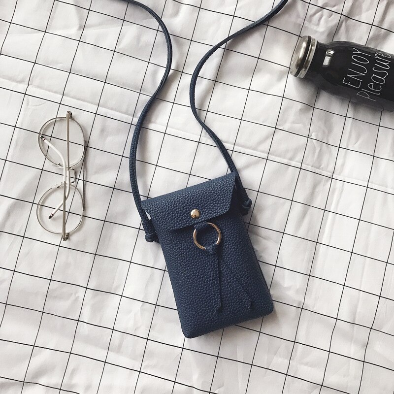 Kvinder lille skuldertaske pung mobiltelefon taske mini mønt crossbody taske: Blå