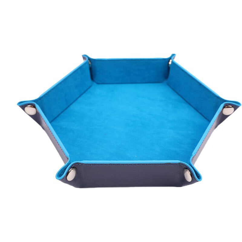 PU Leather Folding Hexagon Square Tray Dice Game Foldable Dice Tray Box 6 Colors: AWOD0191-SB