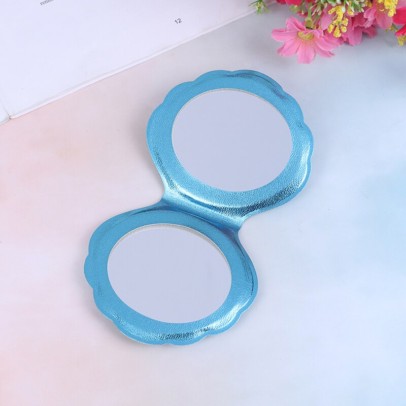 Espejo de maquillaje de piel sintética, 1 Uds., espejo con aumento 1:2, Espejos de maquillaje para niñas, 2 caras, espejo portátil para cosméticos: BL