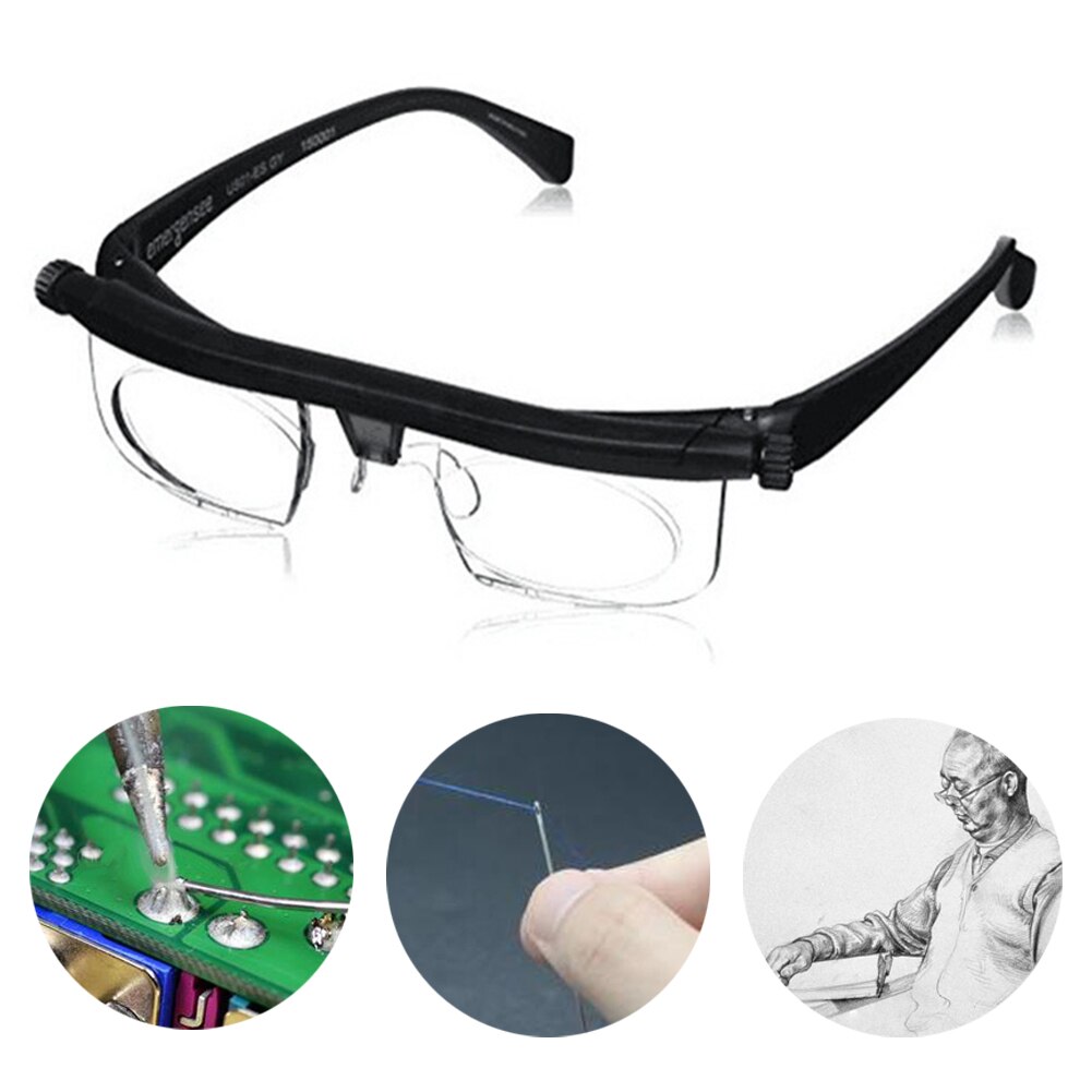 Unsex Verstelbare Sterkte Lens Eyewear Variabele Focus Afstand Vision Zoom Bril Beschermende Vergrootglazen W/Opbergtas