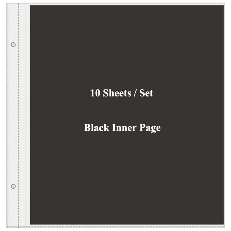 12Inch Photo Album Scarpbook Wedding Scrapbook Album Blank Cover Baby Cardboard Album Photo Travel Albums For Photos With PP Bag: Paper-10 Sheet-Black