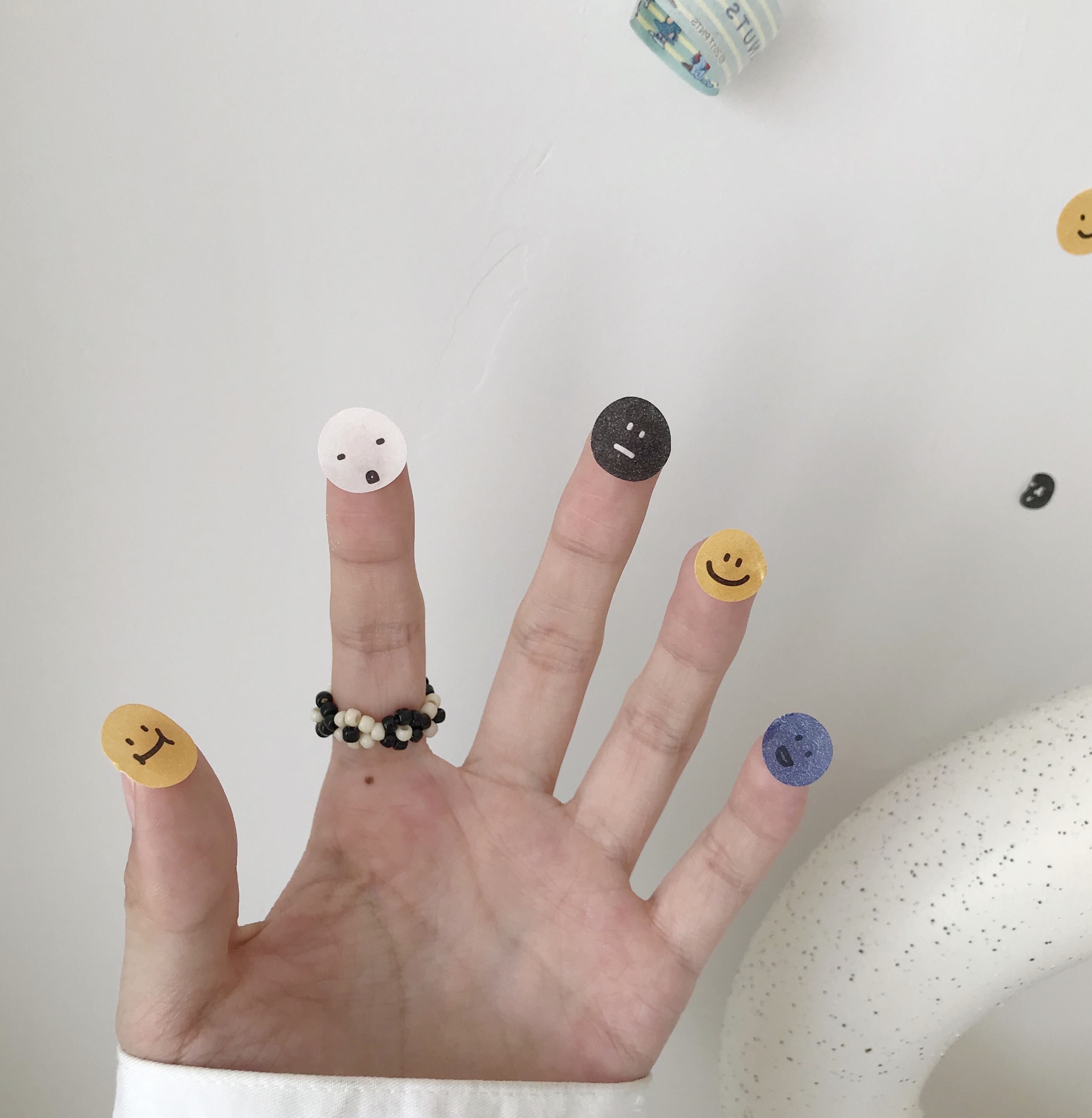 SIXONE 1Pc Ins Cute Mini Stickers Smiling Face Expression Pack Phone Stickers Handbook Material Decorative sticker